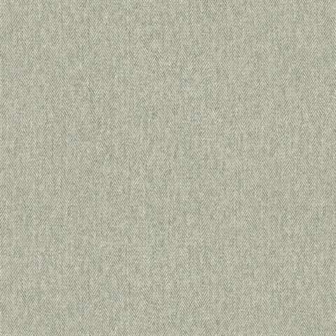 Herringbone Green Faux Tweed Wallpaper