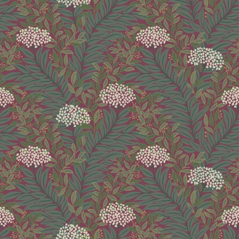 Highgrove Burgundy Leaf Wallpaper