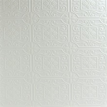 Ibold White Tin Ceiling Scroll Paintable Wallpaper