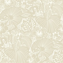 Idalia Beige Floral Flamingo Wallpaper