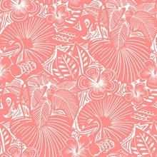 Idalia Coral Floral Flamingo Wallpaper