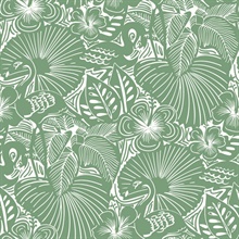 Idalia Green Floral Flamingo Wallpaper