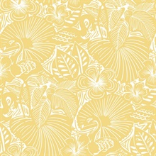 Idalia Yellow Floral Flamingo Wallpaper