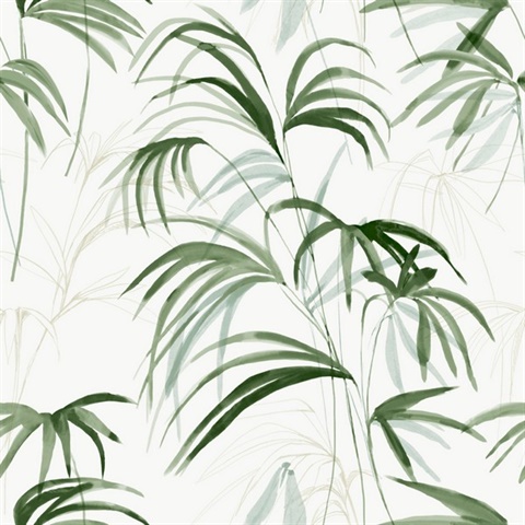 Inky Green Palms Wallpaper