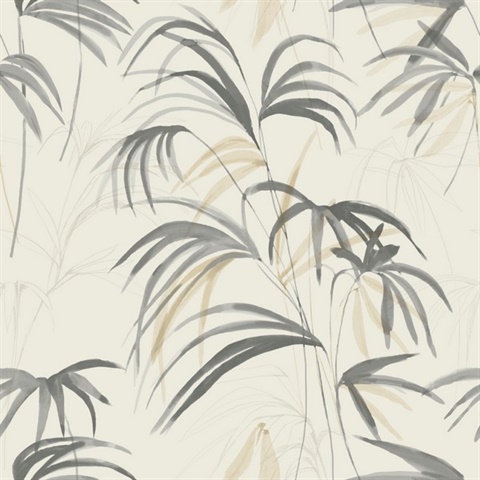 Inky Warm Neutral Palms Wallpaper