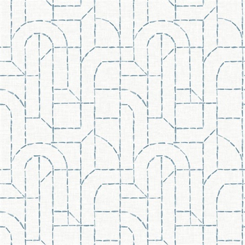 Integrity Blue Arched Outlines Textured Wallpaper