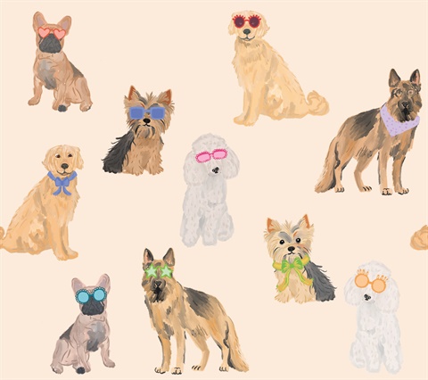 It&#39;s A Pups Life Beige Dog Wallpaper