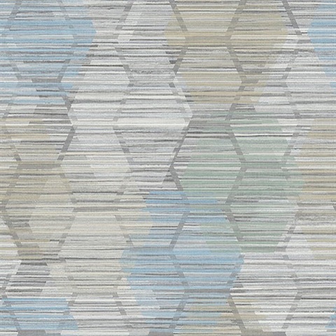 Jabari Light Blue Geometric Faux Grasscloth Wallpaper