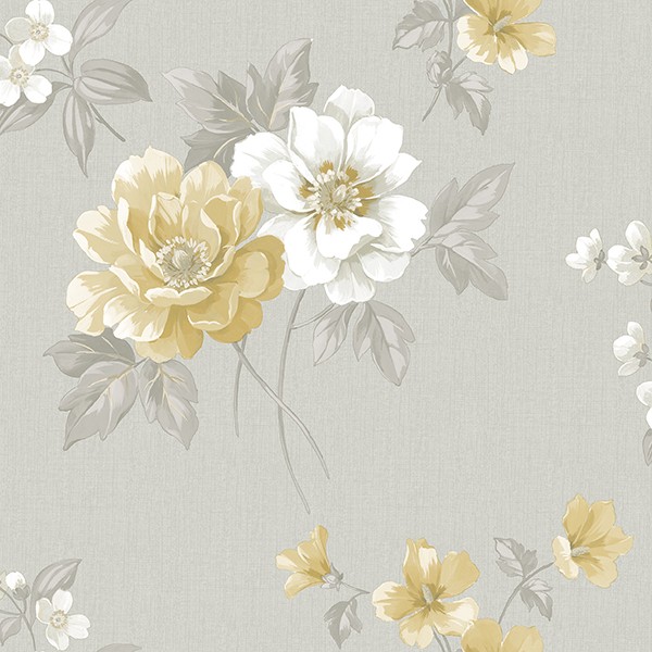 3112-002758 | Keighley Grey Floral Wallpaper | Wallpaper Boulevard