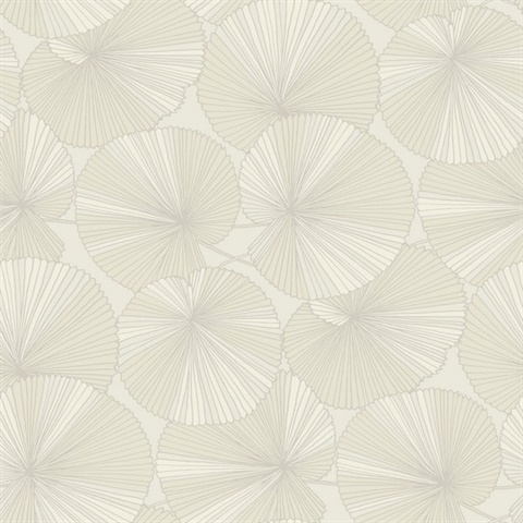 Layered Cream Lily Pads Wallpaper