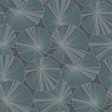 Layered Deep Blue Lily Pads Wallpaper