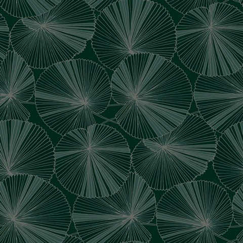 Layered Deep Green Lily Pads Wallpaper