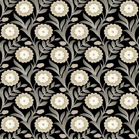 Lillian Black Floral Vine Peel & Stick Wallpaper