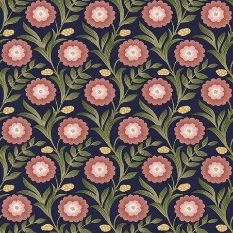 Lillian Blue Floral Vine Peel & Stick Wallpaper