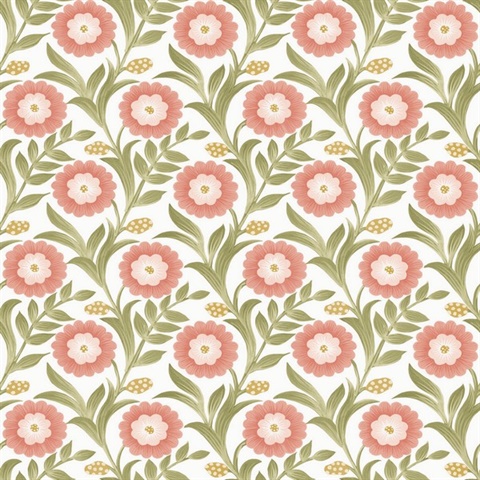 Lillian Pink Floral Vine Peel & Stick Wallpaper