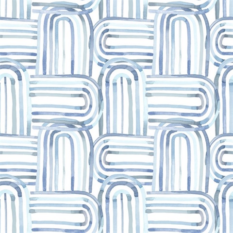 Lolly Blue Arches Wallpaper