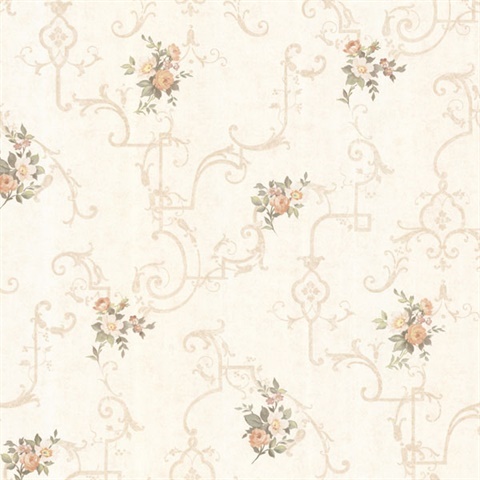 Lori Peach Floral Trellis