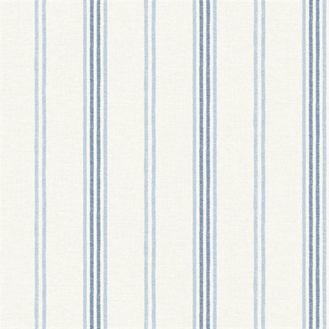 Lovage Blue Linen Stripe Wallpaper