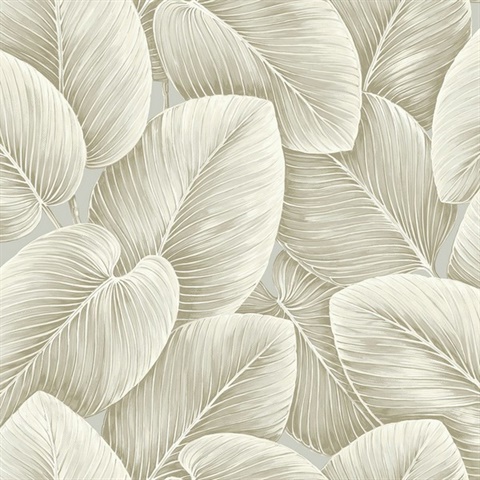 Lush Leaf Taupe Wallpaper