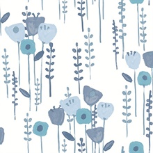 Mabel Blue Floral Field Wallpaper