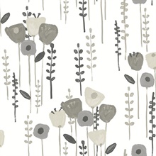 Mabel Grey Floral Field Wallpaper