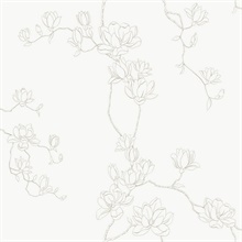 Magnolia Beige Branches Wallpaper