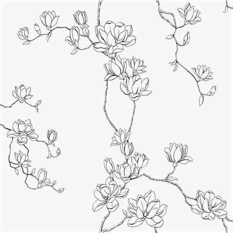 Magnolia Black Branches Wallpaper