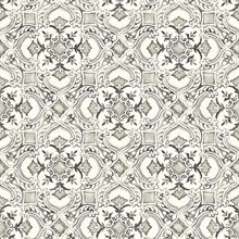 Marjoram Black Floral Tile Wallpaper