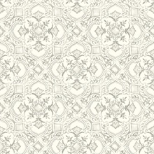 Marjoram Light Grey Floral Tile Wallpaper