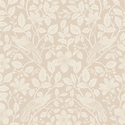 Marlow Beige Bird Vine Wallpaper