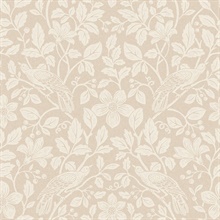 Marlow Beige Bird Vine Wallpaper