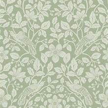 Marlow Green Bird Vine Wallpaper