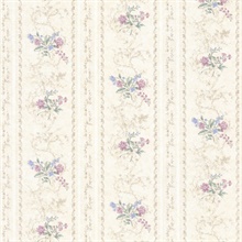 Maury Purple Floral Bouquet Stripe