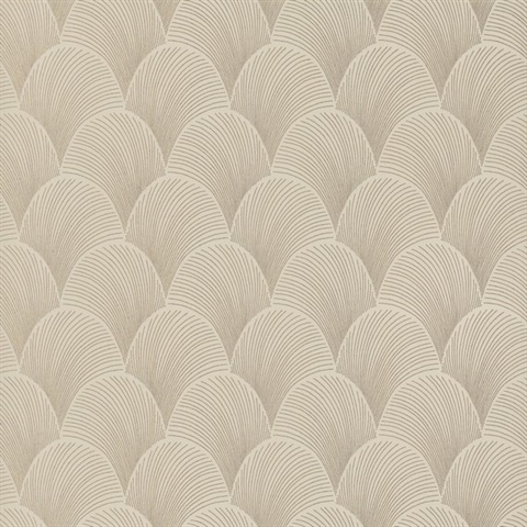 Metallic Beige Gold Scallop Textured Wallpaper