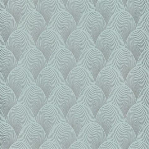 Metallic Blue Pearl Scallop Textured Wallpaper