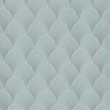 Metallic Blue Pearl Scallop Textured Wallpaper