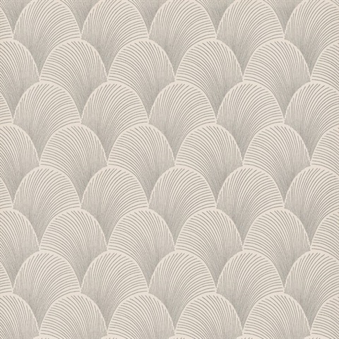 Metallic Cream Scallop Textured Wallpaper