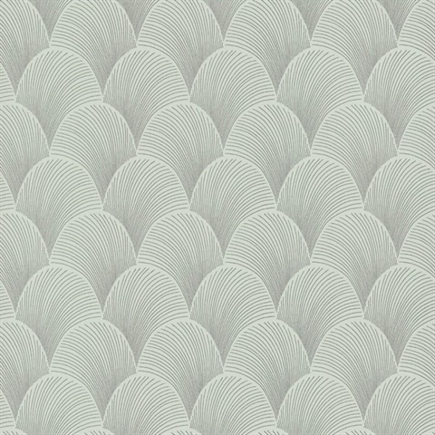 Metallic Light Green Scallop Textured Wallpaper