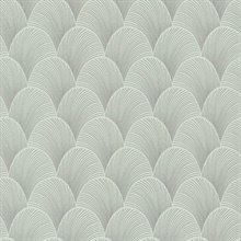 Metallic Light Green Scallop Textured Wallpaper