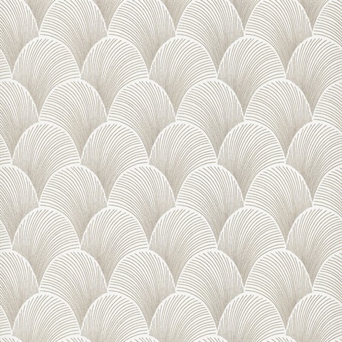 Metallic White Gold Scallop Textured Wallpaper