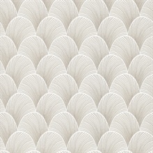 Metallic White Gold Scallop Textured Wallpaper