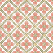 Mimi Coral Quilted Floral Peel & Stick Wallpaper