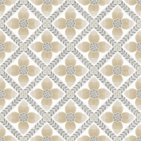 Mimi Neutral Quilted Floral Peel & Stick Wallpaper