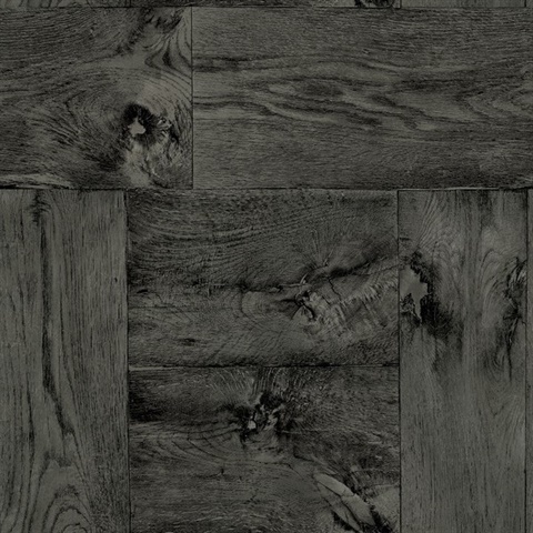 Mogano Charcoal Faux Wood Wallpaper