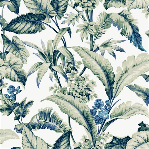 Mystic Isle Multicolor Tropical Leaf Wallpaper