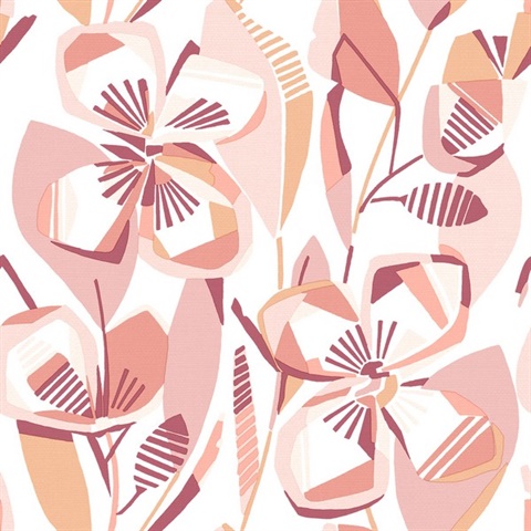 Nathalie Coral Abstract Blooms Wallpaper