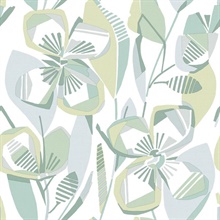 Nathalie Light Green Abstract Blooms Wallpaper