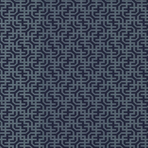 Navy Blue Dynastic Lattice Geometric Asian Inspired Wallpaper