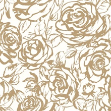 Nelda Gold Rose Large Floral Wallpaper