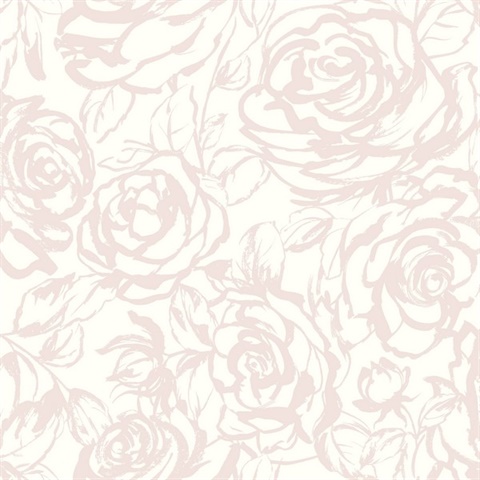 Nelda Light Pink Rose Large Floral Wallpaper